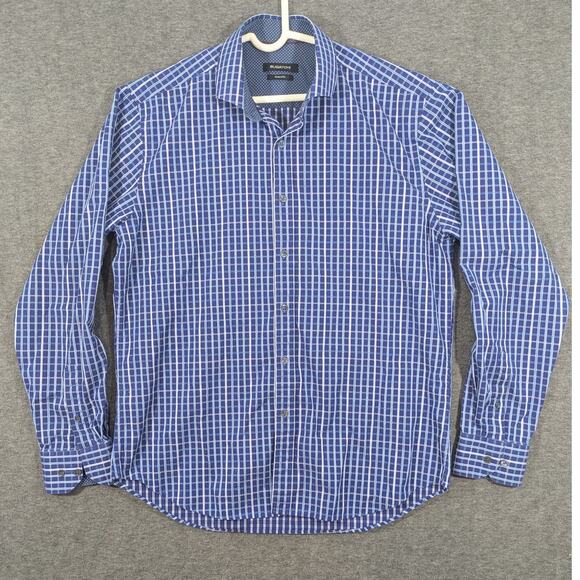 Bugatchi Other - Bugatchi Shaped Fit Mens Long Sleeve Button Down Blue White Gingham Size L